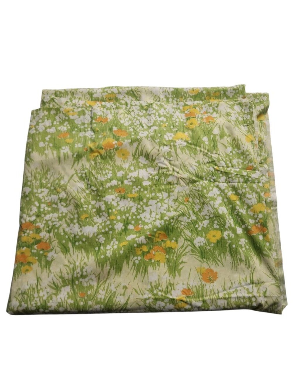 Vintage Green Floral Dan River Dantrel King Size Flat Sheet 100" x 108"